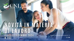 Scopri di più sull'articolo Novità in materia di lavoro, legge 13 dicembre 2024 n. 203